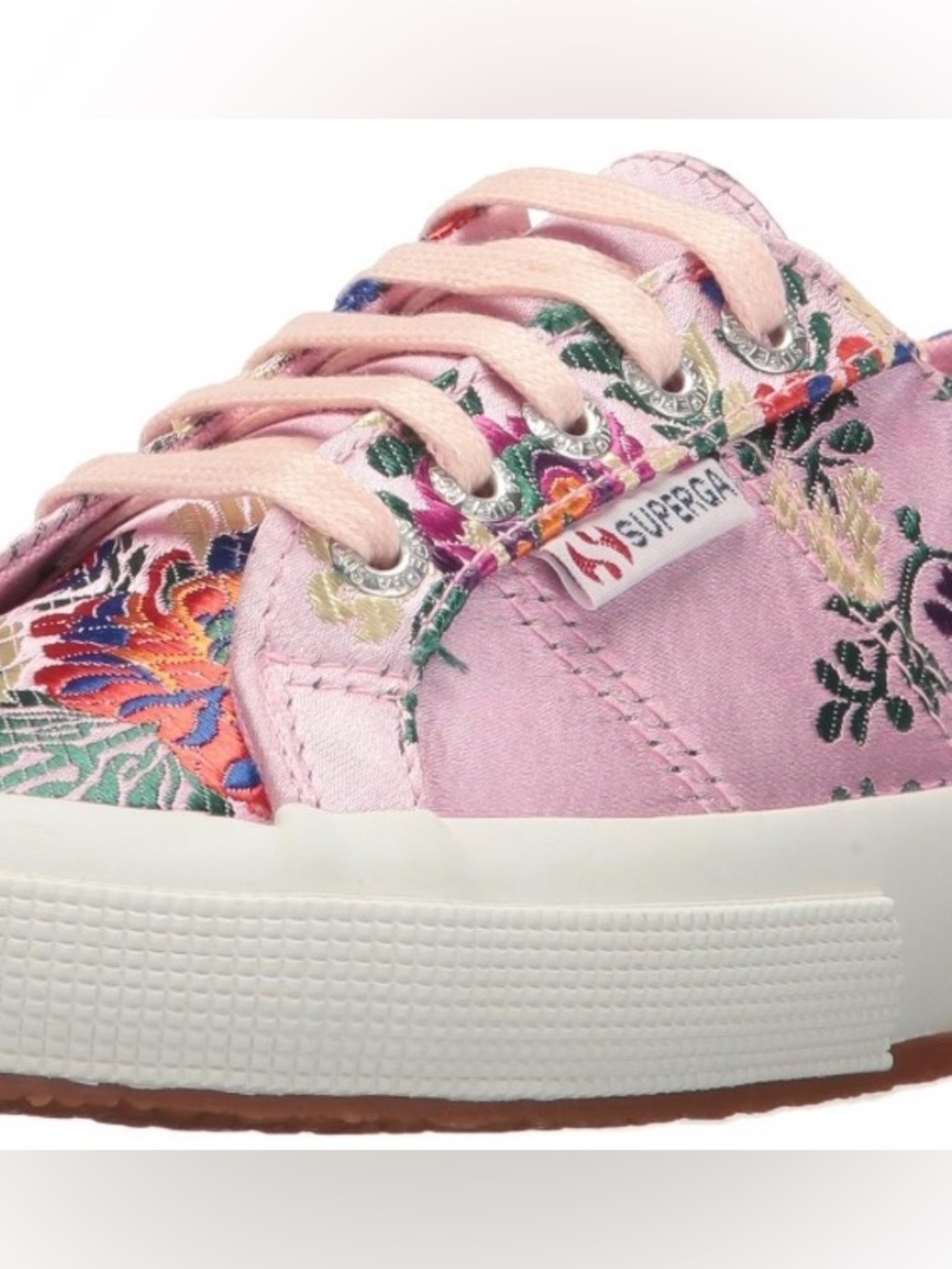 Superga 2750 Korelaw fashion sneakers 6.5 Pink Floral Embroidered Satin summer - Picture 2 of 9